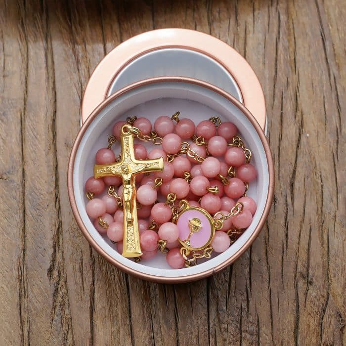 玫瑰念珠-红纹玉髓-圣体-6mm Catholic religious art