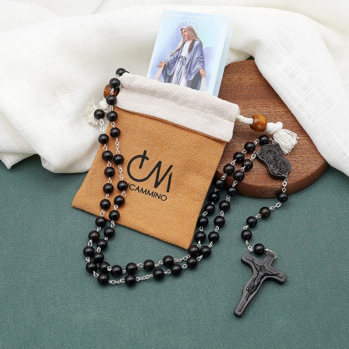 玫瑰念珠-黑檀木链式万福圣母-8mm珠（送小黄包） Catholic religious art
