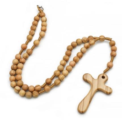 玫瑰念珠-简约橄榄木-浅色绳编-8mm-送念珠包