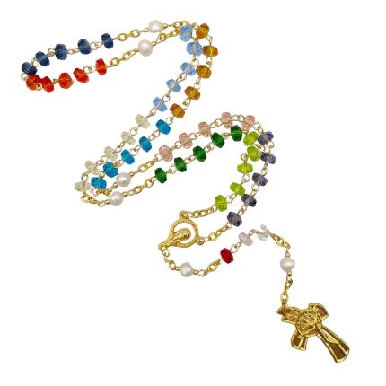 玫瑰念珠-七彩水晶珍珠-链式-0.7cm