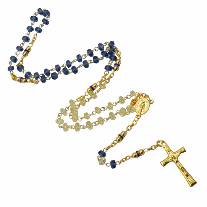 玫瑰念珠-水晶玫瑰链式金色 Catholic religious art