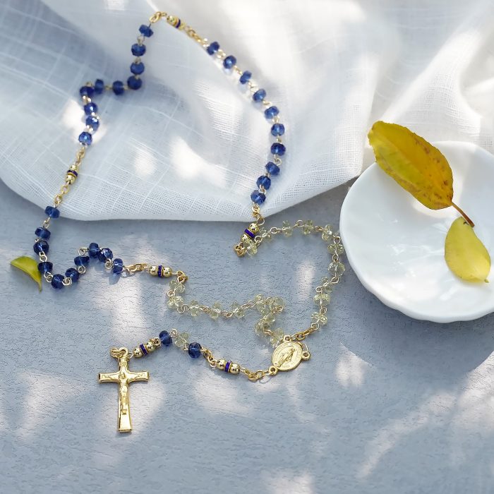 玫瑰念珠-水晶玫瑰链式金色 Catholic religious art