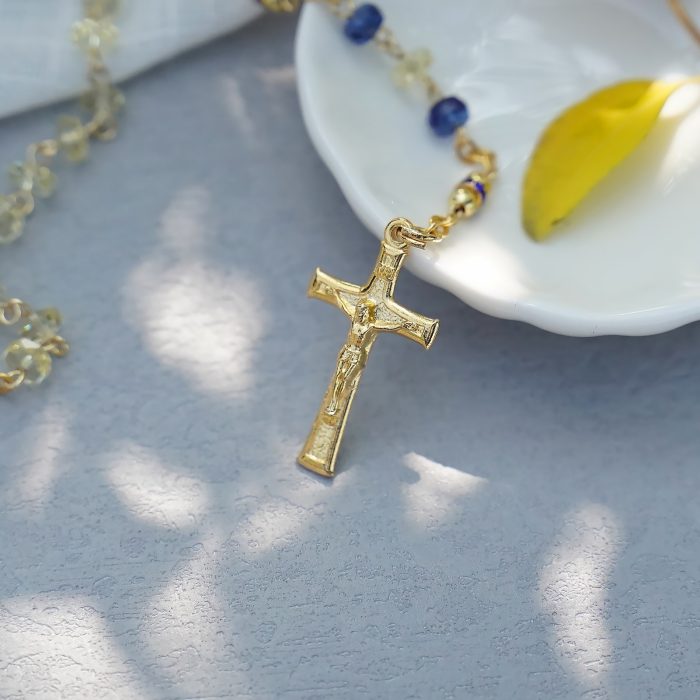 玫瑰念珠-水晶玫瑰链式金色 Catholic religious art
