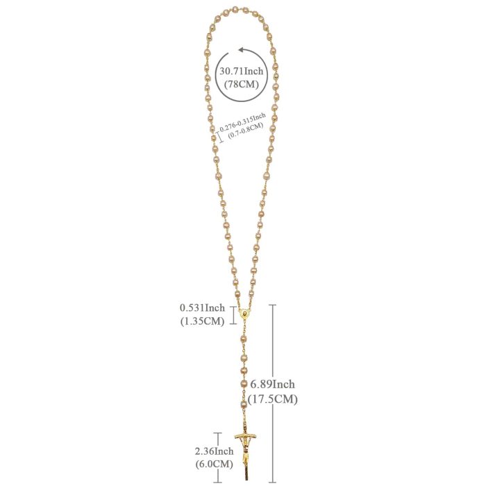 玫瑰念珠-粉珍珠-7~8mm-金色权杖 Catholic religious art