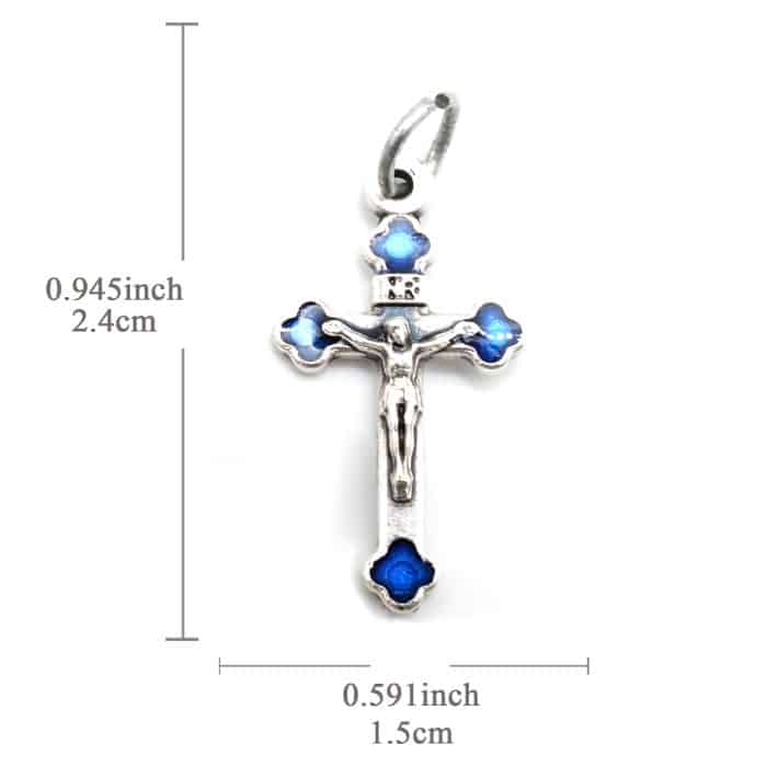 DIY十字架-银色合金+蓝色珐琅彩-2.3cm Catholic religious art