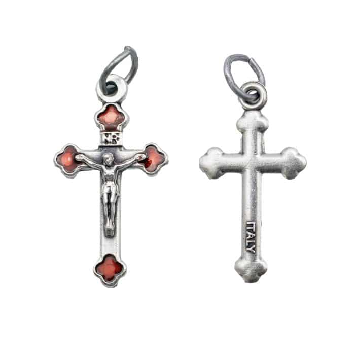 DIY十字架-银色合金+红色珐琅彩2.3cm Catholic religious art