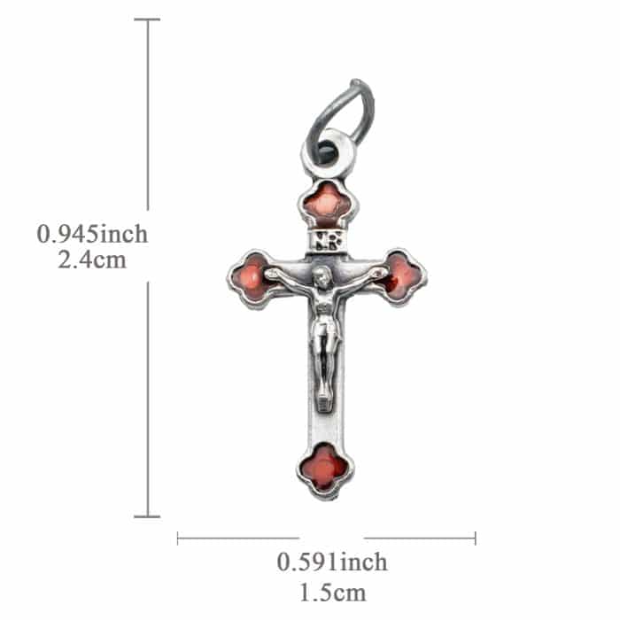 DIY十字架-银色合金+红色珐琅彩2.3cm Catholic religious art