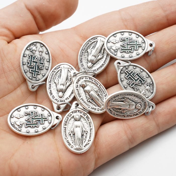 DIY小吊牌-圣母显灵（英文字）-锌合金-2.2cm Catholic religious art