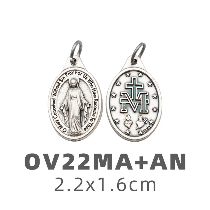 DIY小吊牌-圣母显灵（英文字）-锌合金-2.2cm Catholic religious art