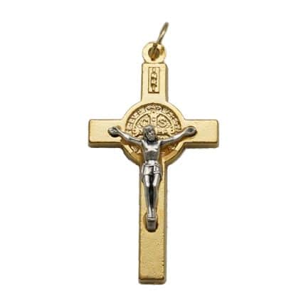 DIY十字架-圣本笃-锌合金-金色-3.5cm