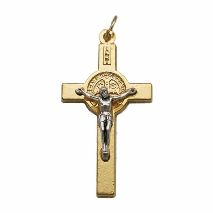 DIY十字架-圣本笃-锌合金-金色-3.5cm Catholic religious art