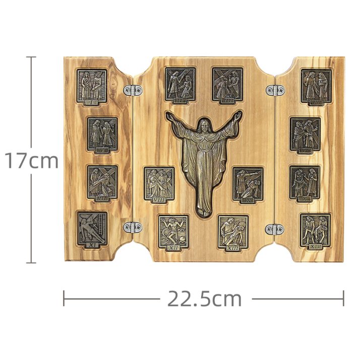 三联橄榄木苦路 方形合金牌 古铜色 救世主基督 古铜色 17x22.5cm Catholic religious art