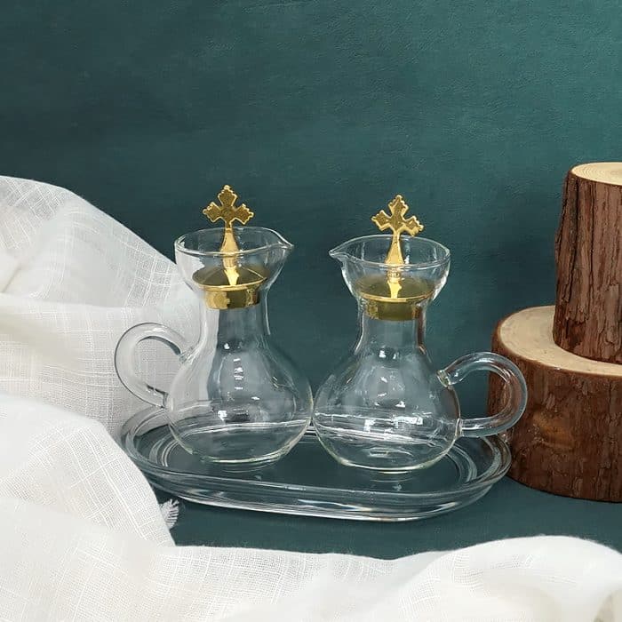 【现货】带玻璃托盘和瓶盖 酒水壶 18x14 cm-100ml Catholic religious art