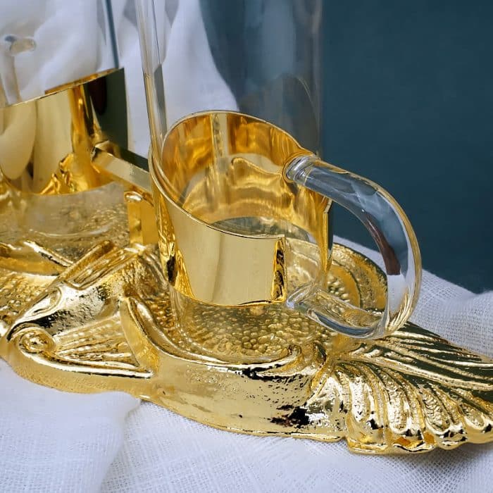【现货】棕榈叶铜金色托盘酒水壶 24x10 cm – 100 ml Catholic religious art