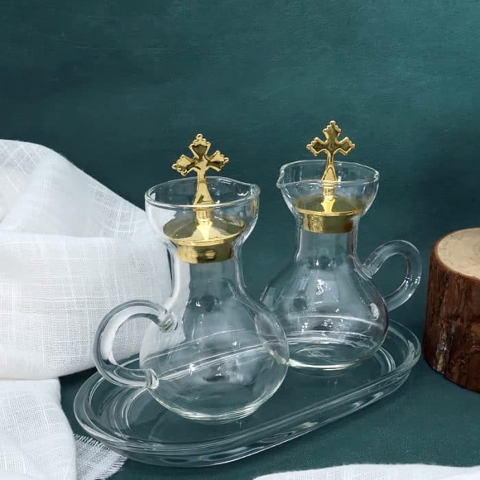 【现货】带玻璃托盘和瓶盖 酒水壶 18x14 cm-100ml Catholic religious art