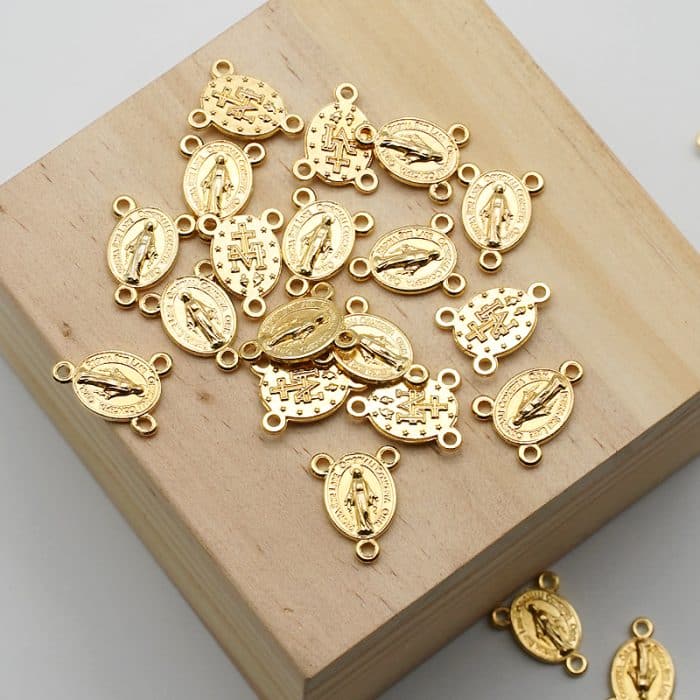 DIY三通-圣母显灵-锌合金-金色-1.2cm Catholic religious art