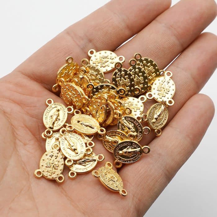 DIY三通-圣母显灵-锌合金-金色-1.2cm Catholic religious art