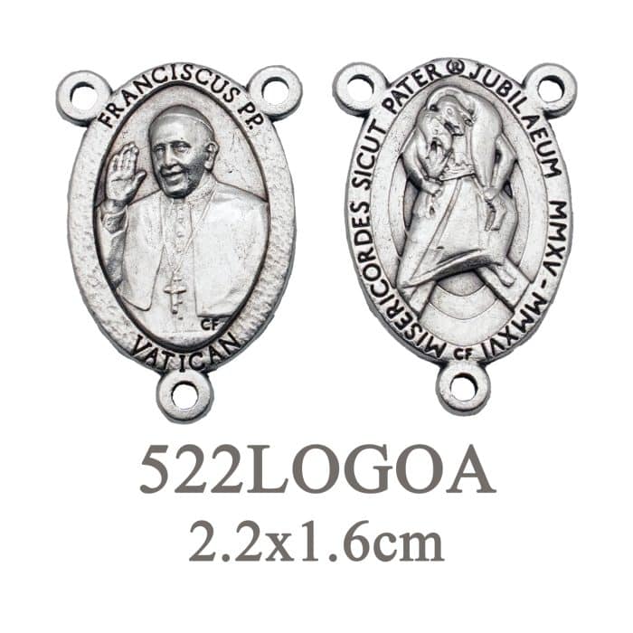 DIY三通-教宗方济各+慈悲禧年标志-锌合金-2.2cm Catholic religious art
