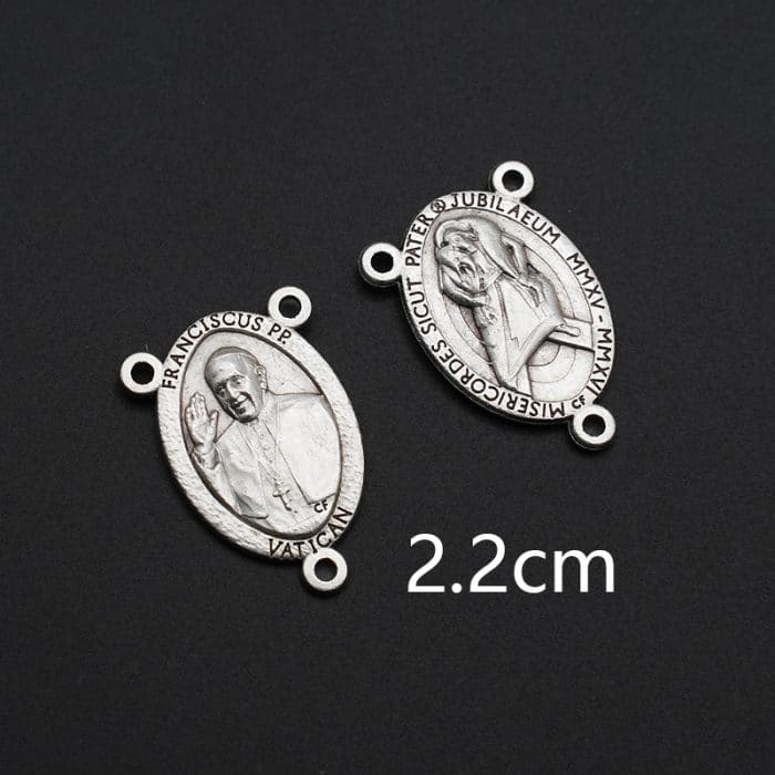 DIY三通-教宗方济各+慈悲禧年标志-锌合金-2.2cm Catholic religious art