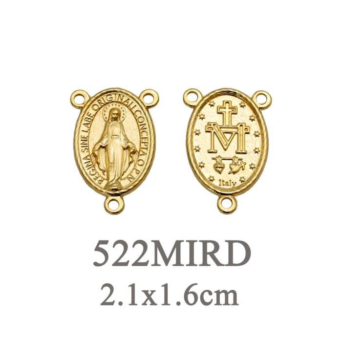 DIY三通-圣母显灵-锌合金-金色-2.1cm Catholic religious art