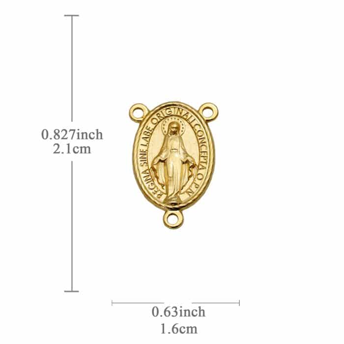 DIY三通-圣母显灵-锌合金-金色-2.1cm Catholic religious art