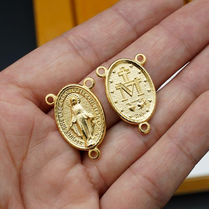 DIY三通-圣母显灵-锌合金-金色-2.1cm Catholic religious art