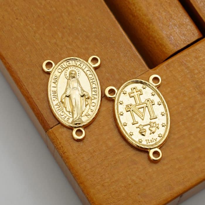DIY三通-圣母显灵-锌合金-金色-2.1cm Catholic religious art