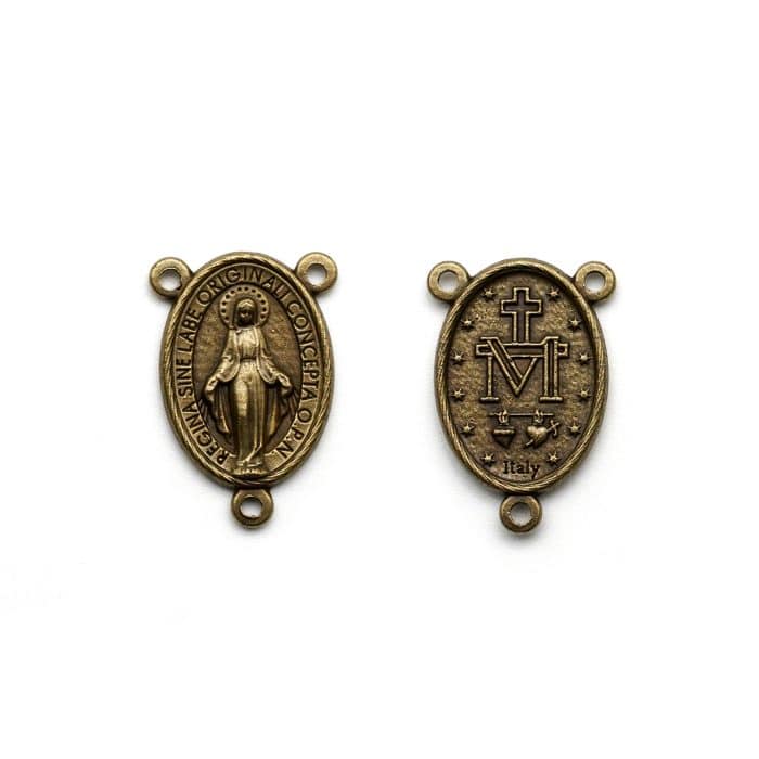 DIY三通-圣母显灵-锌合金-铜色-2.1cm Catholic religious art