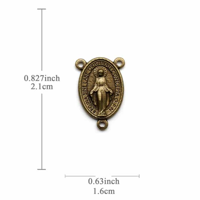 DIY三通-圣母显灵-锌合金-铜色-2.1cm Catholic religious art