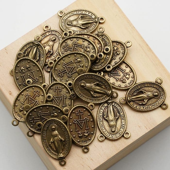 DIY三通-圣母显灵-锌合金-铜色-2.1cm Catholic religious art