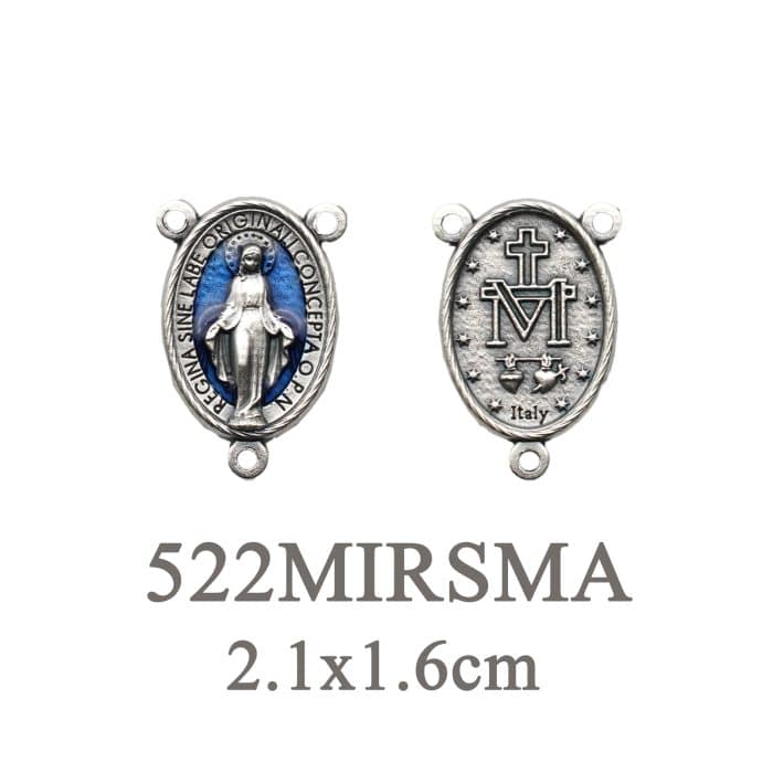 DIY三通-圣母显灵-锌合金-蓝色-2.1cm Catholic religious art