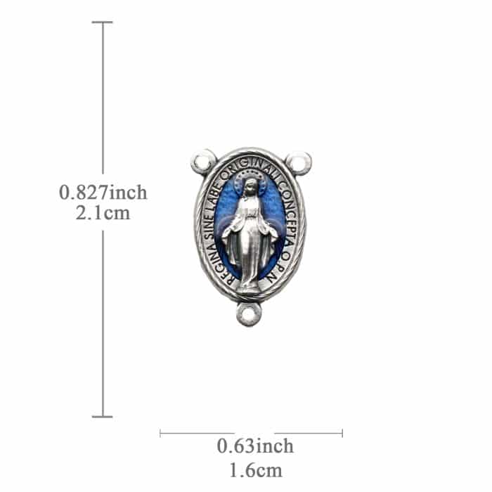 DIY三通-圣母显灵-锌合金-蓝色-2.1cm Catholic religious art