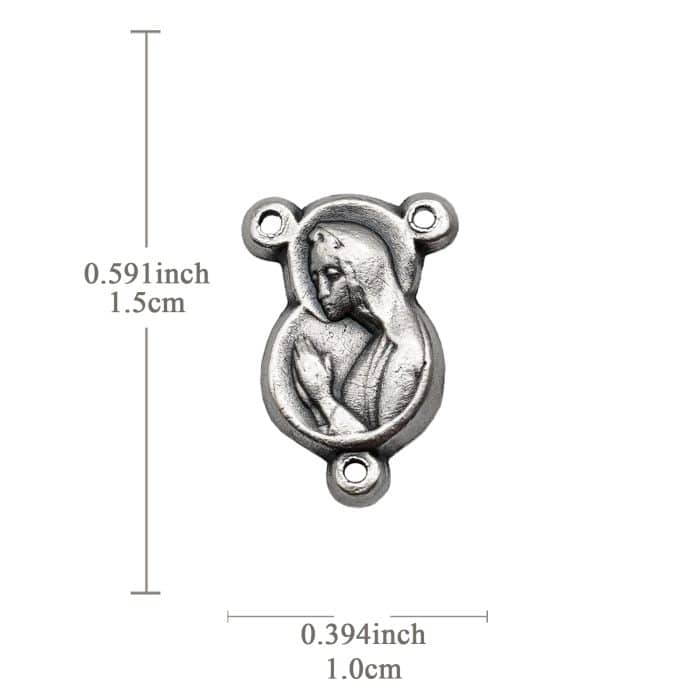 DIY三通-圣母合掌祈祷+耶稣圣心-锌合金-1.1cm Catholic religious art