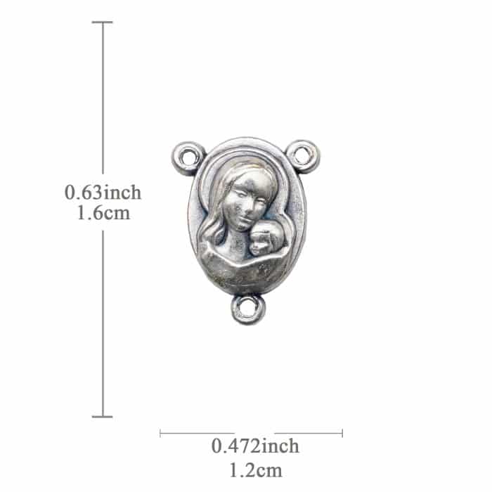 DIY三通-圣母抱耶稣+-圣地之土-锌合金-1.6cm Catholic religious art