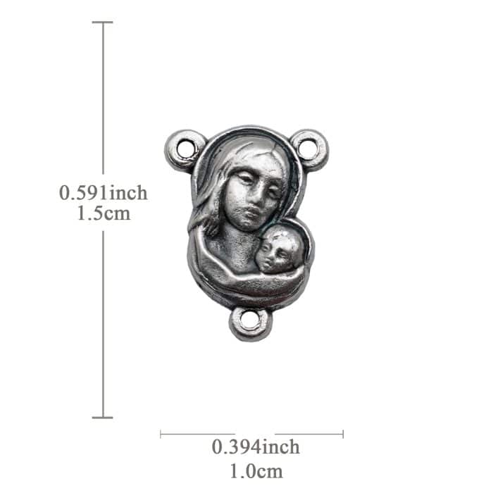 DIY三通-圣母抱耶稣+耶稣圣心-锌合金-1cm Catholic religious art