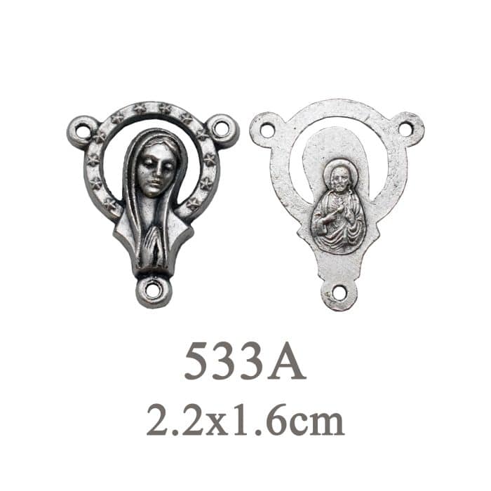 DIY三通-圣母合掌祈祷-锌合金-镂空-1.7cm Catholic religious art