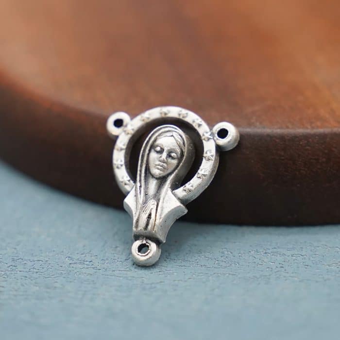 DIY三通-圣母合掌祈祷-锌合金-镂空-1.7cm Catholic religious art