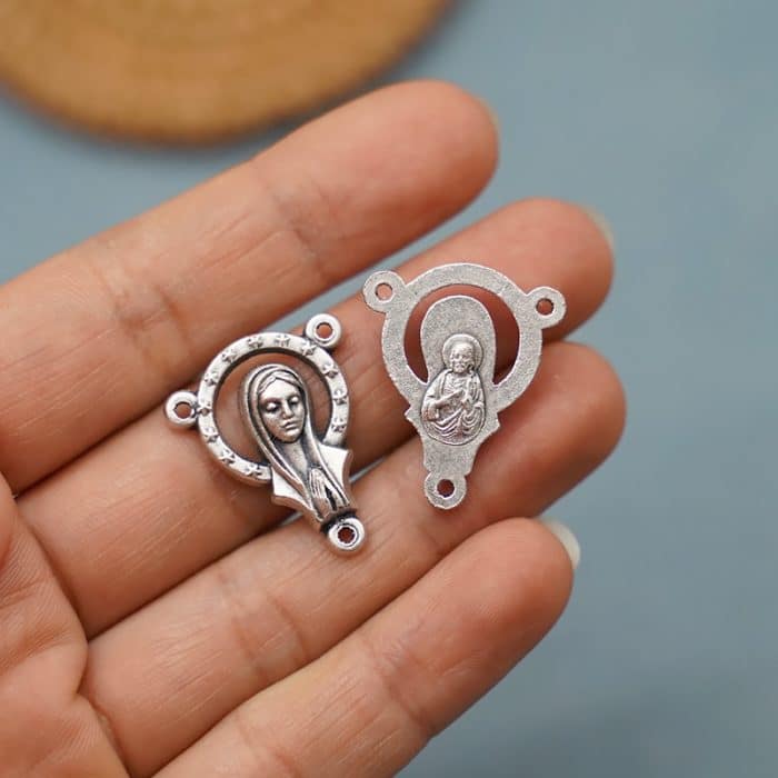 DIY三通-圣母合掌祈祷-锌合金-镂空-1.7cm Catholic religious art