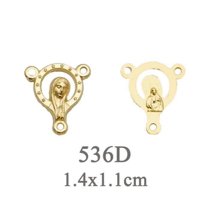 DIY三通-圣母+耶稣圣心-锌合金-金色-1.4cm Catholic religious art