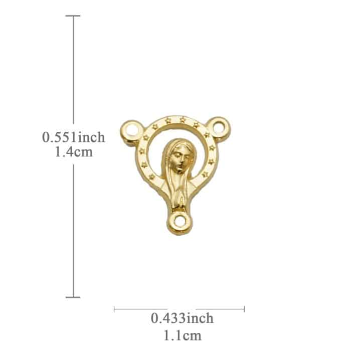 DIY三通-圣母+耶稣圣心-锌合金-金色-1.4cm Catholic religious art