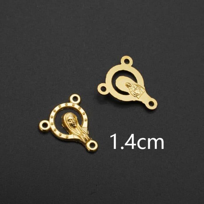 DIY三通-圣母+耶稣圣心-锌合金-金色-1.4cm Catholic religious art