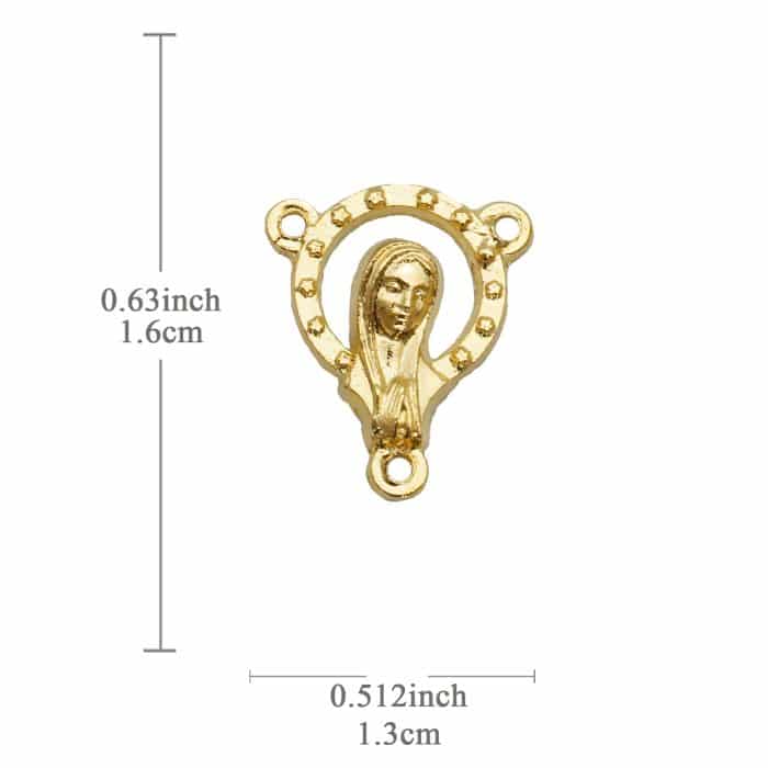 DIY三通-圣母+耶稣圣心-锌合金-金色-1.6cm Catholic religious art