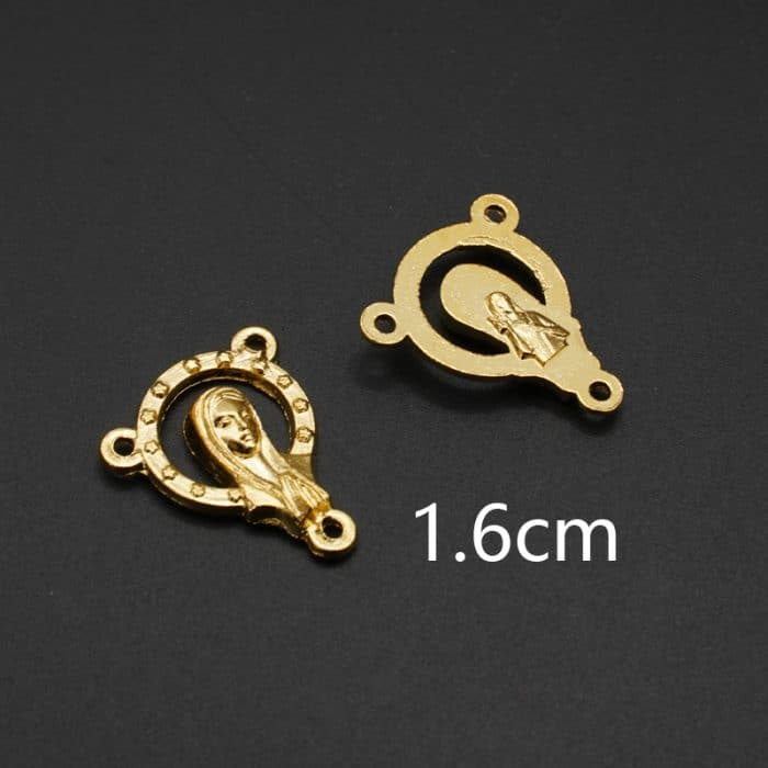 DIY三通-圣母+耶稣圣心-锌合金-金色-1.6cm Catholic religious art