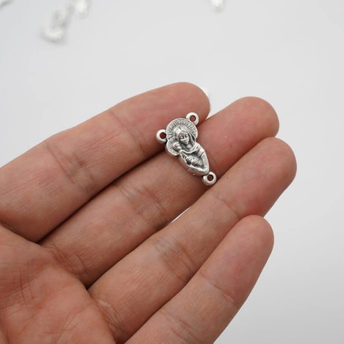 DIY三通-圣母抱耶稣+耶稣圣心-锌合金-1.8cm Catholic religious art