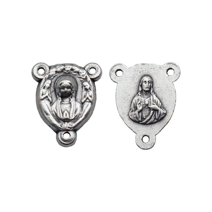 DIY三通-圣母合掌祈祷+耶稣圣心-锌合金-0.8cm Catholic religious art