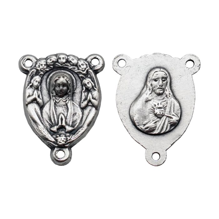 DIY三通-圣母+耶稣圣心-锌合金-1.3cm Catholic religious art