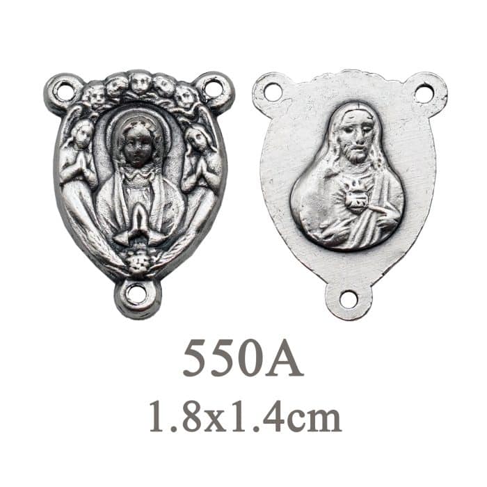 DIY三通-圣母+耶稣圣心-锌合金-1.3cm Catholic religious art