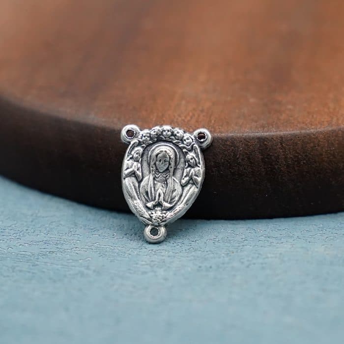 DIY三通-圣母+耶稣圣心-锌合金-1.3cm Catholic religious art