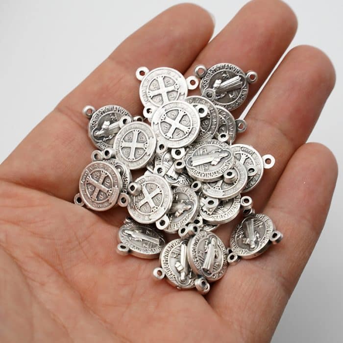 DIY三通-圣本笃-锌合金-1.2cm Catholic religious art