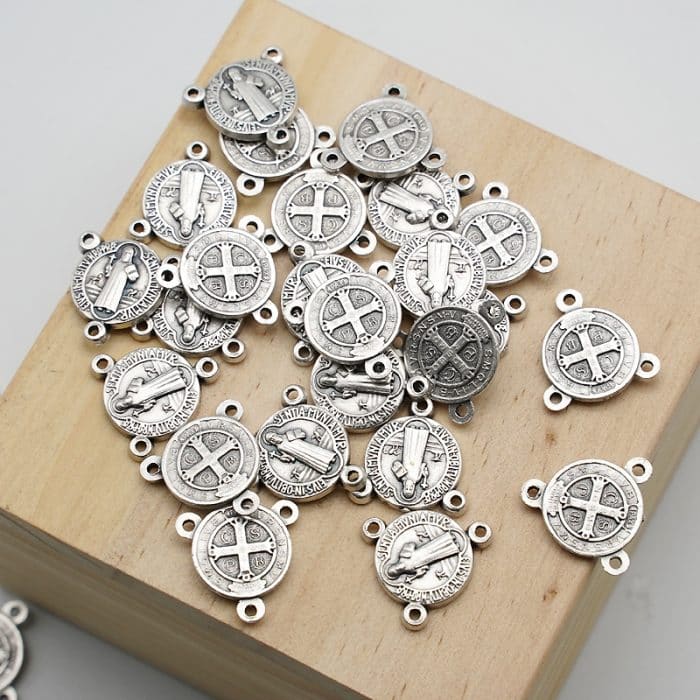 DIY三通-圣本笃-锌合金-1.2cm Catholic religious art